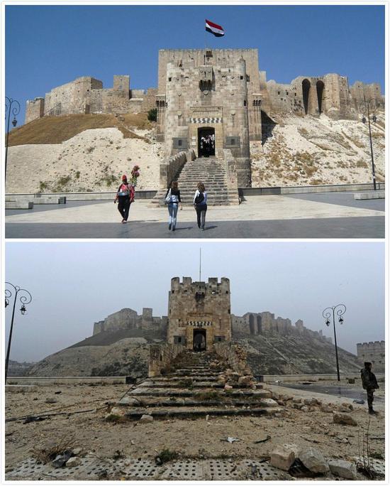 被战火波及的阿勒颇城堡曾经非常宏伟壮观。
