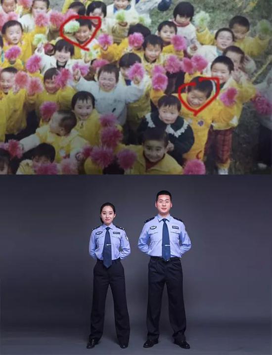 21年前,他们在同一个幼儿园学堂;21年后,他们穿着同款“情侣装”携手步入婚姻殿堂。 本文图片均为公安厅提供