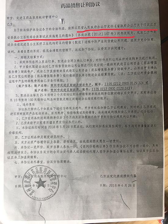 武进区药品集中采购价格谈判中的让利协议 药企供图