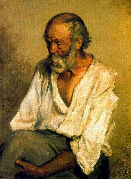《老渔夫》,画于1894年。毕加索生于1881年,看看人家13岁就能画到什么级别了。