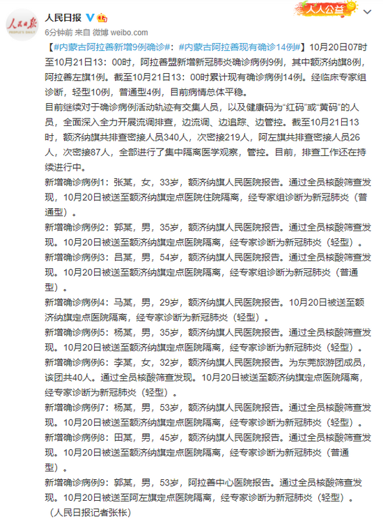 内蒙古阿拉善新增9例确诊:内蒙古阿拉善现有确诊14例