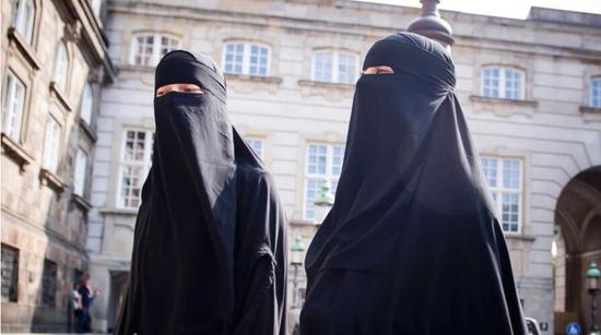 （图为2018年3月31日，两名身戴面纱的女性在丹麦议会大厦前 图源福克斯新闻网）