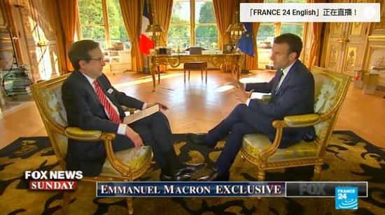 马克龙接受采访。图源：YouTube