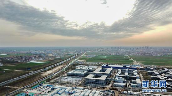 这是雄安新区市民服务中心（2018年3月29日无人机拍摄）。 新华社记者 牟宇 摄