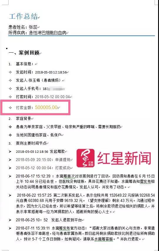 网络筹款平台提供的详细信息 受访者供图