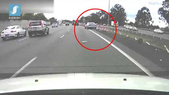 视频：澳大利亚一司机开车发信息 连续撞倒多个路障