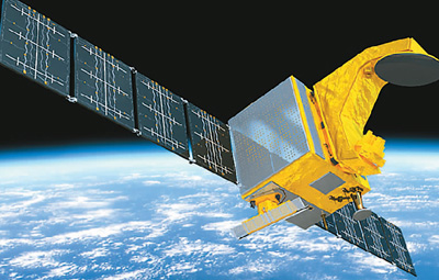 中国和法国合作研制的海洋卫星在轨运行示意图。新华社发
