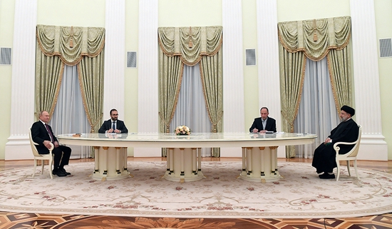当地时间2022年1月19日，俄罗斯莫斯科，俄罗斯总统普京与到访的伊朗总统莱希在莫斯科举行会晤。 人民视觉 图