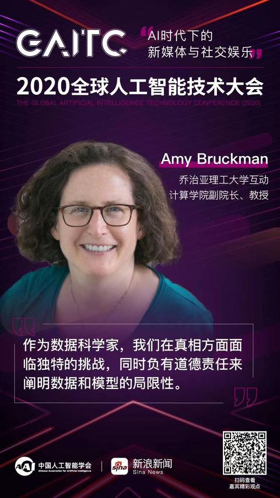 乔治亚理工大学互动盘算学院副院长、传授、ACM Fellow Amy Bruckman