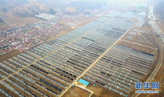 河北滦平县一处农业种植基地(无人机照片 3月31日摄)。 新华社记者 王晓 摄
