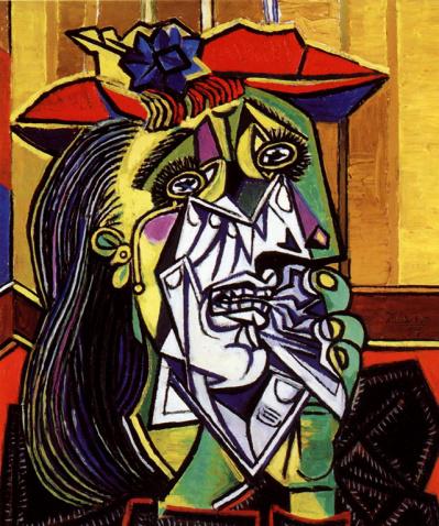 《哭泣的女人》,画布油画,毕加索作于1937年,现藏于英国伦敦的泰特美术馆。