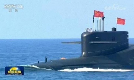 中国官媒首都曝光的094A型战略核潜艇（新加坡《联合早报》网站）