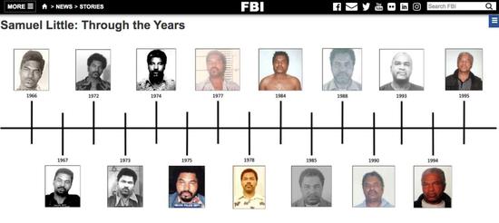 ▲“confessions of a killer”網站登出利特爾各個時期的犯罪收監照片