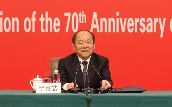 今日（9月24日）上午，庆祝中华人民共和国成立70周年活动新闻中心在梅地亚中心二层新闻发布厅举办第一场新闻发布会。摄影/新京报记者 王贵彬