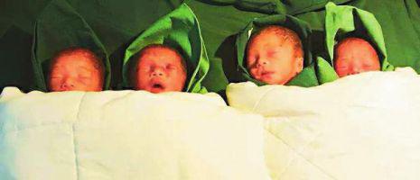 华商报:女子罕见生下4胞胎女儿 最轻的仅0.7公斤(图)