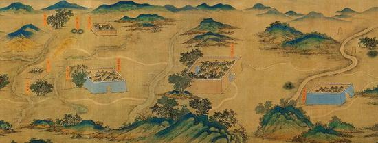无款 设色绢本 《丝路山水地图》 局部