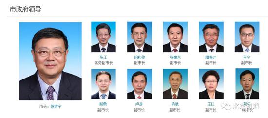 北京市市长、副市长、市政府秘书长。首都之窗截图