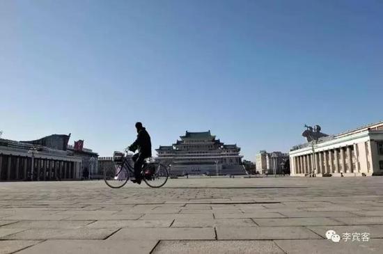 △平壤街景，天冷人少