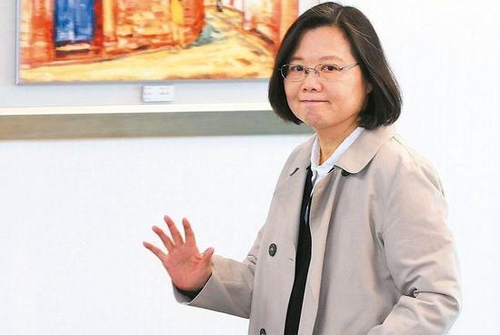 台湾地区领导人、民进党主席蔡英文。(图片来源:台湾《联合报》)