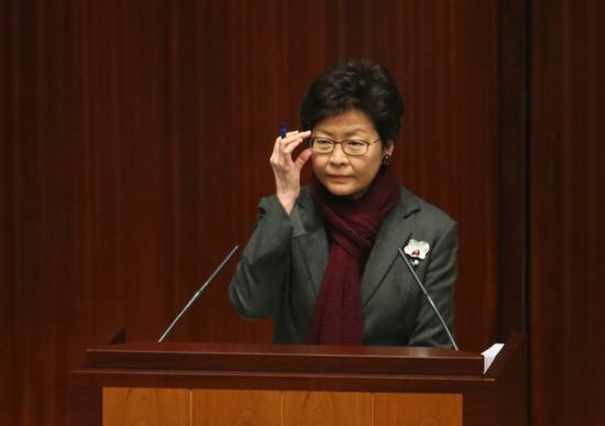 林郑月娥强调罪犯以行使宪法权利为请求轻判的理由不甚可取(截图源于香港特区政府新闻网)