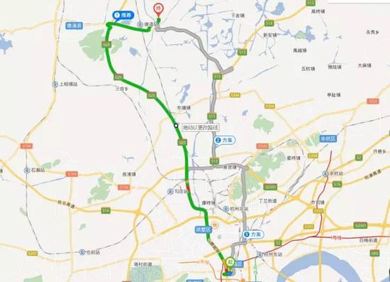 △地图显示,体育场路到乾元镇距离约45公里