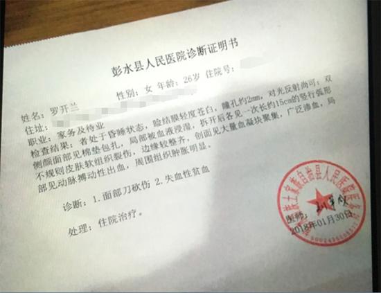 彭水县人民医院出具的诊断证明书。