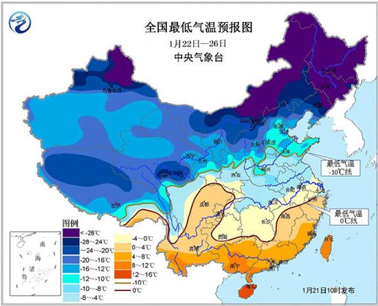 中国天气网:明起中东部迎雨雪冰冻模式 最低温0℃线将至广西