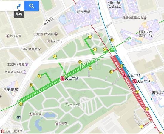 上海人民广场地铁站出口(百度地图截图/图)