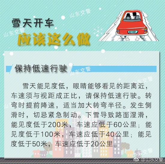 政府网站:多地现中到大雪 山东交警：雪天开车应该怎么做？