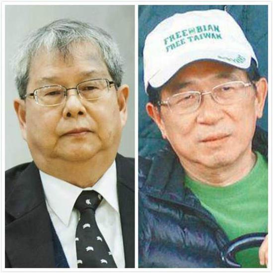陈师孟(左)和陈水扁(右)。(图片来源：台湾《中时电子报》)