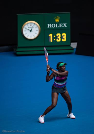 劳力士代言人斯隆•史蒂芬斯(SLOANE STEPHENS)于2019年澳大利亚网球公开赛©Rolex Jon Buckle