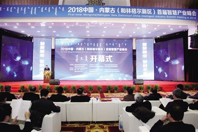 2018中国·内蒙古(和林格尔新区)首届智慧产业峰会开幕式现场。刘清羽 摄