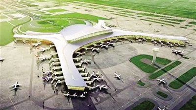 新机场航站楼空侧鸟瞰效果图