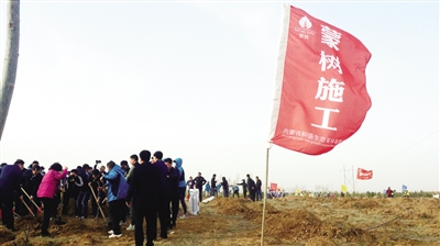 和盛蒙树在清水河县百万亩林果基地植树现场
