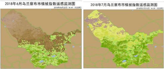 与6月份相比,乌兰察布市植被覆盖度明显提升。(乌兰察布市气象局供图)