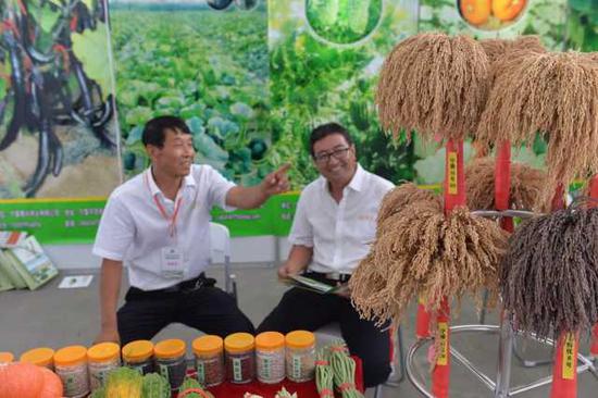 客商与种子公司洽谈合作。
