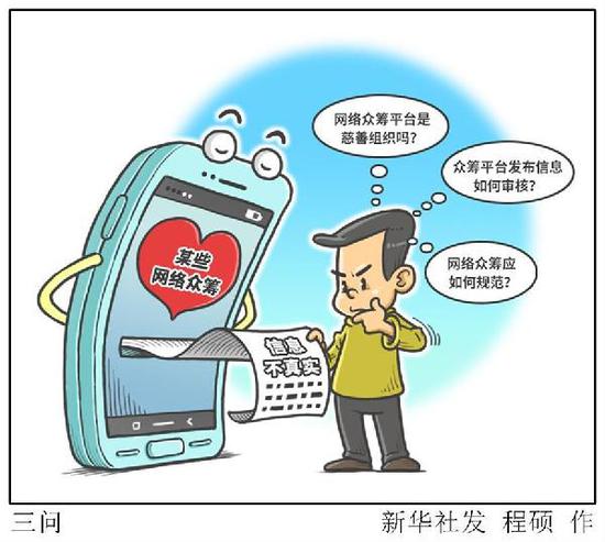 漫画:三问 新华社发 程硕 作