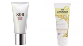 SK-ll Facial Treatment Gentle Cleanser(左)与Miniso名创优品Rice Cleansing Foam (右)评分相同。