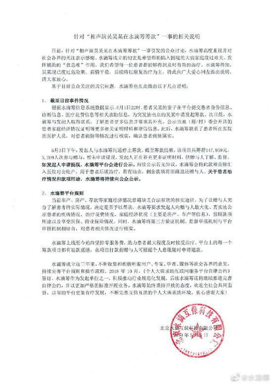 图片来源:水滴筹官方微博