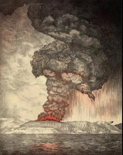 1883年印尼喀拉喀托火山大爆发
图源维基百科
