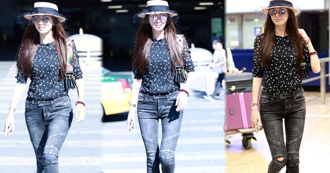 林志玲波点透视装性感 身材高挑肌肤白皙