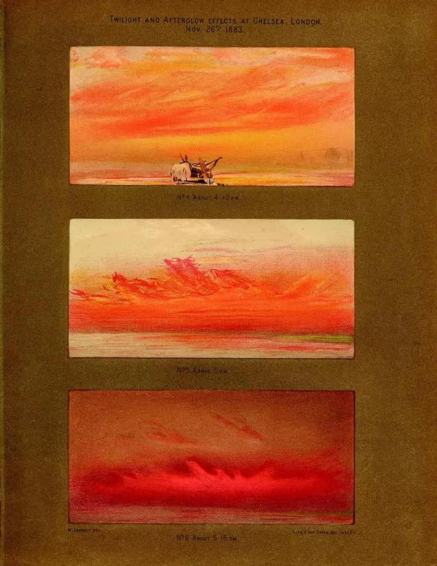 威廉·阿斯克罗夫特1883年的画作,他的一系列日落作品成了科学家研究喀拉喀托火山爆发的材料