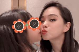 伊能静晒与女儿米粒同框视频