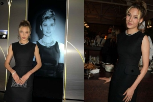 谷爱凌出席活动与奥黛丽赫本照片合影