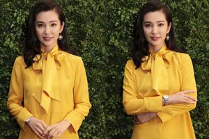 李冰冰黄裙加身显苗条神态自若