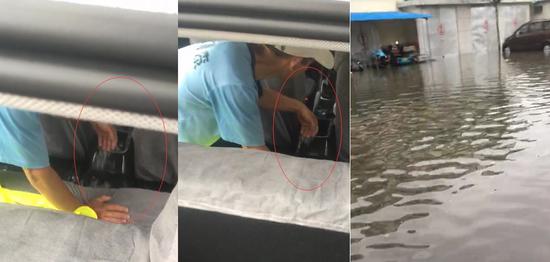 壽光健康街積水嚴重,部分車輛內部進水(記者 宋小龍)