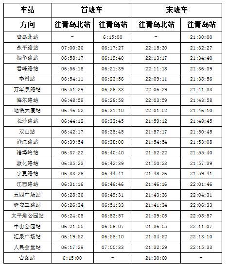 地铁3号线全线各站首末班车时间