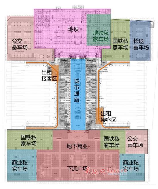 1493886045308039252.jpg 项目地下功能区块示意图