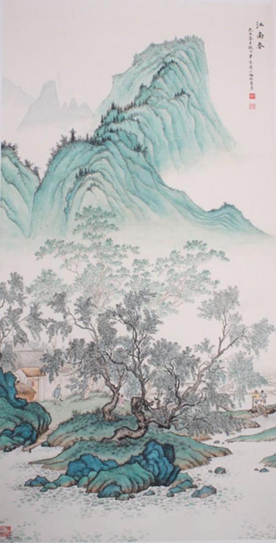 陈长智林庆萍作品赏析《拟父江南春》131.5cm×67.5cm