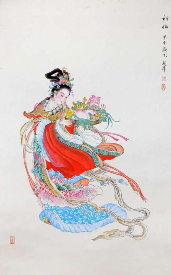 陈长智林庆萍作品赏析《祈福》67 x 43.5cm